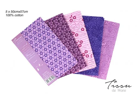 Tissu de Marie Fat Quarter Ametyst 50x57cm - 5 kpl